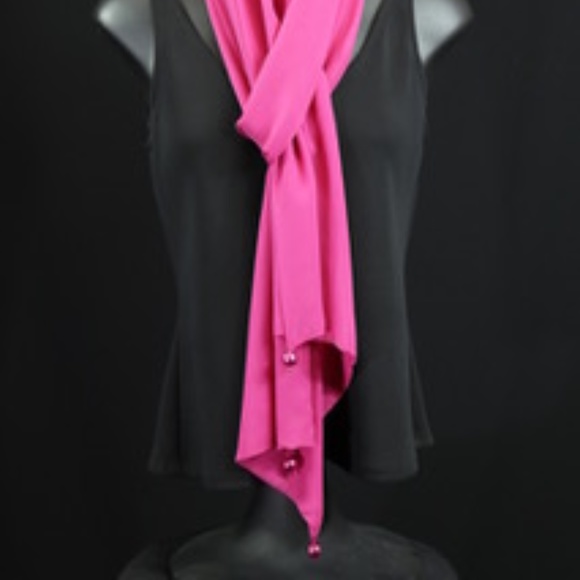 Double Side Fuchsia Silk Georgette Scarf - Picture 1 of 4